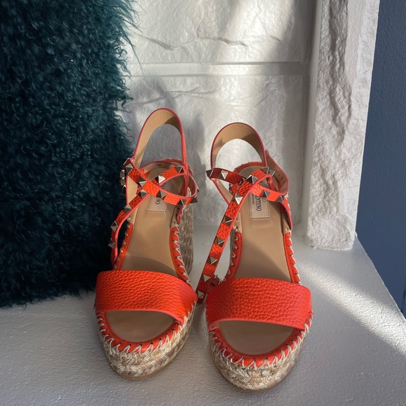 Valentino Garavani Orange Espadrille Wedges - Picture 3 of 10
